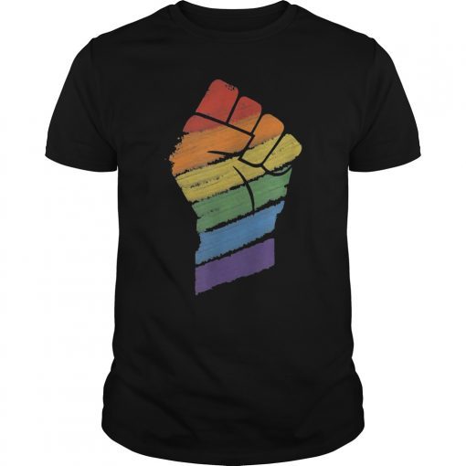 Resist Fist Rainbow Flag Gay Pride Tee Shirt