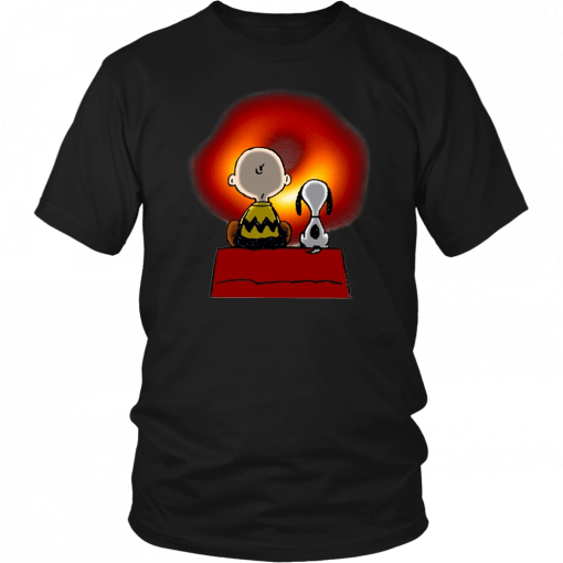 SNOOPY AND CHARLIE BROWN WITH BLACK HOLE TEE SHIRT