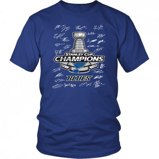 ST LOUIS BLUES 2019 STANLEY CUP CHAMPIONS - TEAM SIGNATURE SHIRT