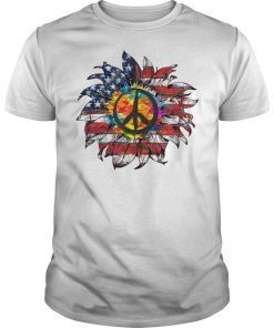 Sunflower American Flag Hippie TShirt 4th of july Tee