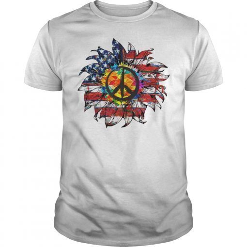 Sunflower American Flag Hippie TShirt 4th of july Tee