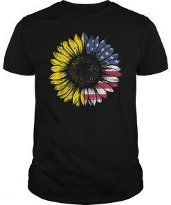 Sunflower American Flag Patriotic 4th Of July Tshirt