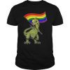 T-Rex Dinosaur T-Shirt Dino Holding LGBT Flag