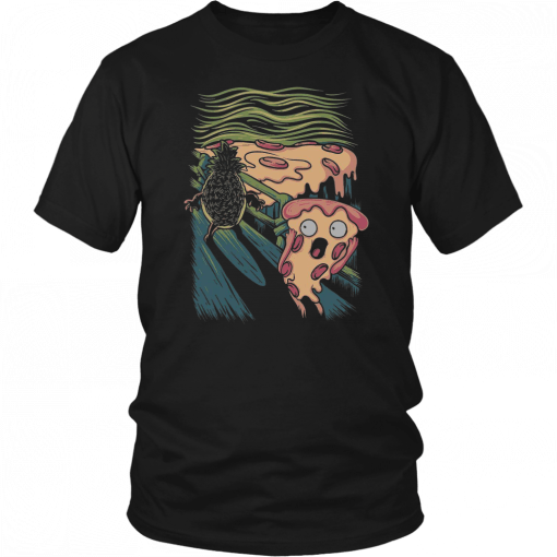 THE SCREAM PIZZA TEE SHIRT FUNNY PIZZA - PINEAPPLE