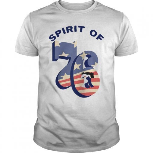 The Spirit of 76 Patriotic Vintage Retro Raglan Baseball Tee Shirt