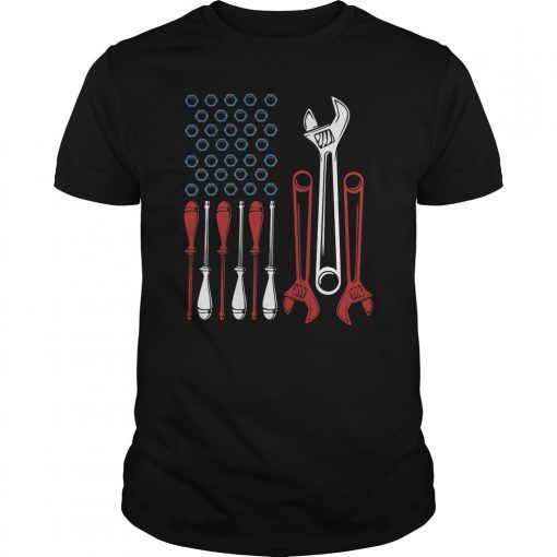 USA American Flag Handyman Engineer Mechanic Tool Kit Design Gift T-Shirt
