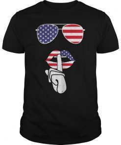 USA Flag Sunglasses Lips 4th of July Tshirt Patriot Gifts