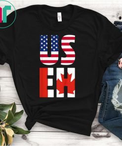 USEH America Canada Flag T-Shirt Funny American Canadian T-Shirt