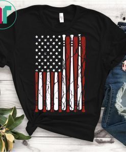 Vintage American Flag Baseball Men Boys Apparel Dad 4th July Shirt