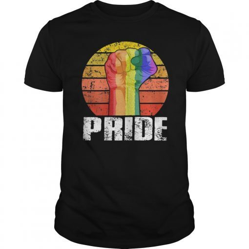 Vintage Retro rainbow resist fist graphics pride t shirt