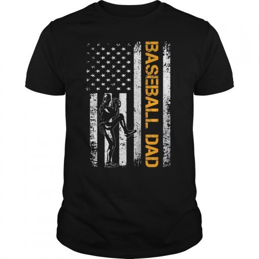 Vintage USA Baseball Dad American Flag Fathers Day Cool Gift T-Shirt