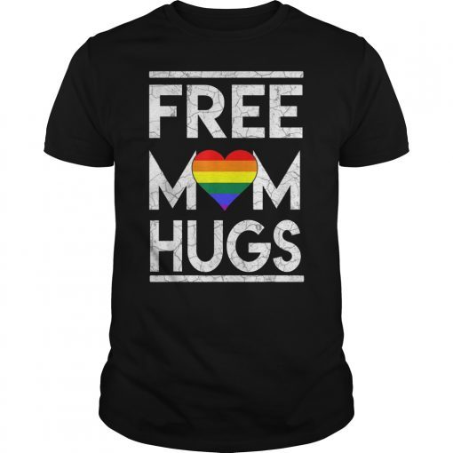 Vintage free mom hugs tshirt rainbow heart LGBT pride Gift T-Shirt