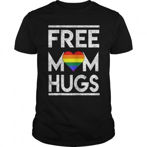 Vintage free mom hugs tshirt rainbow heart LGBT pride T-Shirt