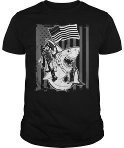 Washington Riding Shark T Shirt Funny July 4th American Tee