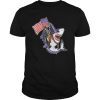 Washington Riding Shark Tee Shirt Funny July 4th American Flag