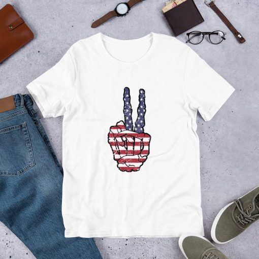 fourth of july t shirt american flag peace sign hand, Fourth 4th of July Shirt American Flag Peace Sign Hand Tee