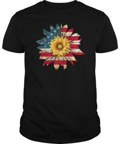 sunflower American USA flag shirt 4th of July T-shirt T-Shirt