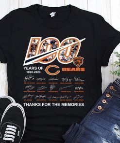 100 year of chicago bears 1920-2020 thanks for the memories signatures shirt