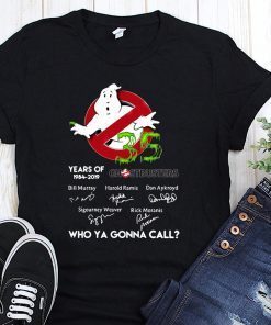 35 years of ghostbusters 1984 2019 signatures who ya gonna call shirt