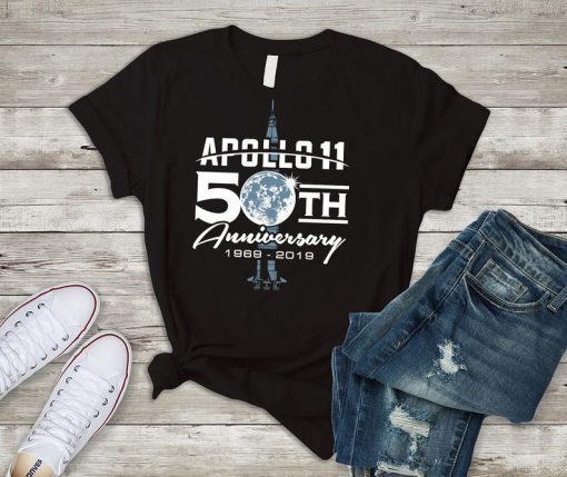 50th Anniversary Apollo 11 Moon Landing 1969 Shirt for NASA fans, Featuring Saturn V Rocket, Gift for Space Explorer