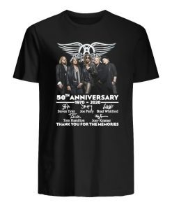 Aerosmith 50th anniversary 1970-2020 signatures thank you for the memories men's T-shirt