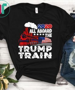 All Aboard the Trump Train 2020 American Flag TShirt