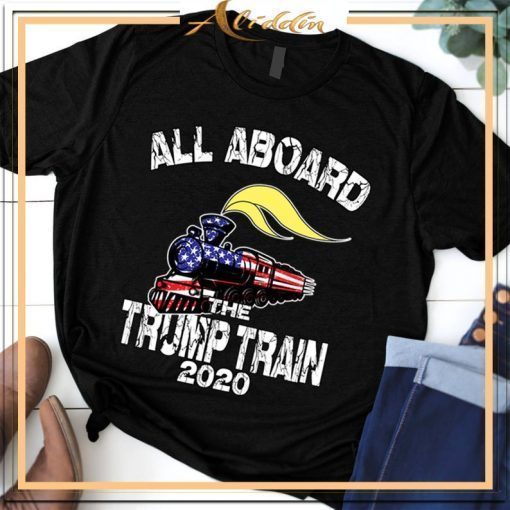 All Aboard the Trump Train 2020 American Flag Unisex T-Shirt