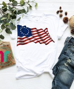 America Betsy Ross Flag 1776 Vintage Distressed Raglan Baseball Tee