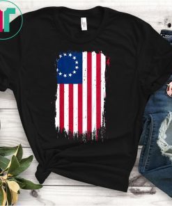 America Betsy Ross Flag 1776 Vintage Distressed Tee Shirt