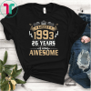 Awesome Since August 1993 TShirt 26 Years Old Birthday Gift Tee Shirt