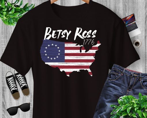 Betsy Ross 1776 Flag God Bless America Vintage T-shirt