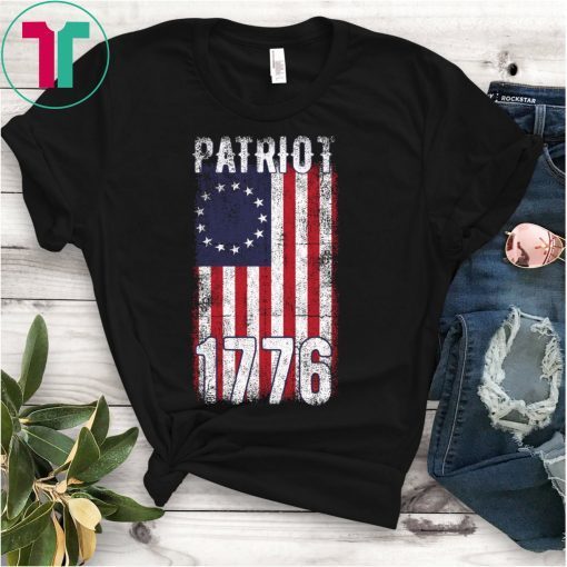 Betsy Ross Distressed American Flag - Vintage Patriotic T-Shirt