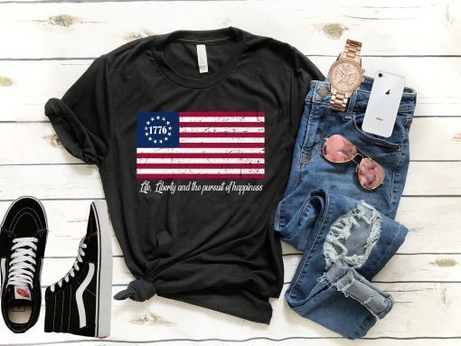 Betsy Ross Flag Shirt - 4th Of July American Flag Tshirt 1776 - Patriotic American Shirt - Unisex Bella Canvas Shirt