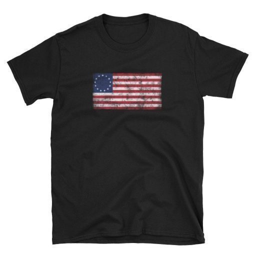 Betsy Ross Flag Vintage Distressed 4th of July USA 1776 Flag T-Shirt