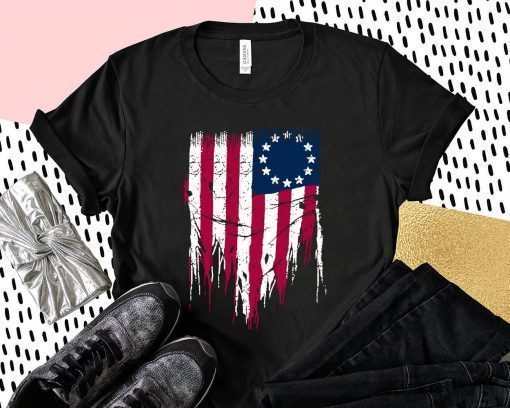 Betsy Ross flag shirt Vintage american flag 1776 god bless america Pledge of Allegiance t shirt,Old Glory American USA Flag T-Shirt