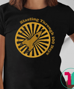 Blasting Through 100 Days Rocket Ship Art School T Shirt