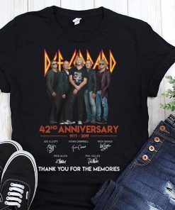 Def leppard rock band 42nd anniversary 1977-2019 signatures thank you for the memories shirt