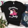 Hawaiian Summer Santa Inflatable Flamingo Christmas In July T-Shirt
