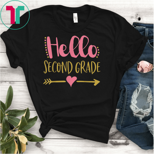 Hello second 2nd grade team teacher stud tee back to school T-Shirt