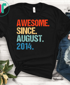 Kids Awesome Since August 2014 Shirt Vintage 5th Birthday Gifts T-Shirt