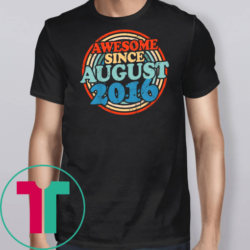 Kids Awesome since August 2016 T-Shirt Vintage 3rd Birthday gift