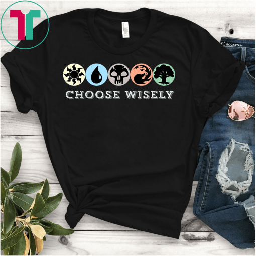 Mana Symbols Gathering Magic Choose Wisely Blue Red Green T-Shirt