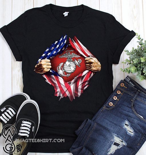 Marine corps inside american flag t-shirt