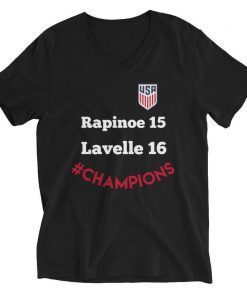 Megan Rapinoe Shirt Rose Lavelle Shirt USWNT Women's World Cup Champions Unisex Short Sleeve V-Neck T-Shirts