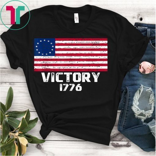 Mens Victory 1776 Patriotic Betsy Ross American USA Flag 13 Stars T-Shirt