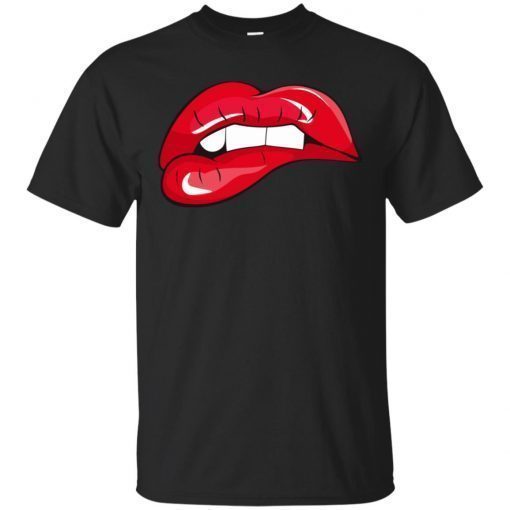 Pretty Biting Red Lips Naughty Lips Gift T-Shirt