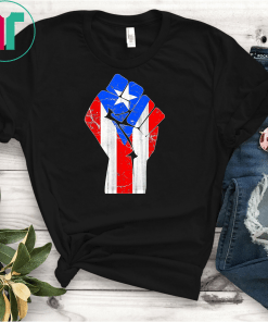 Puerto Rico Resiste Boricua Flag TShirt Fist T-Shirts