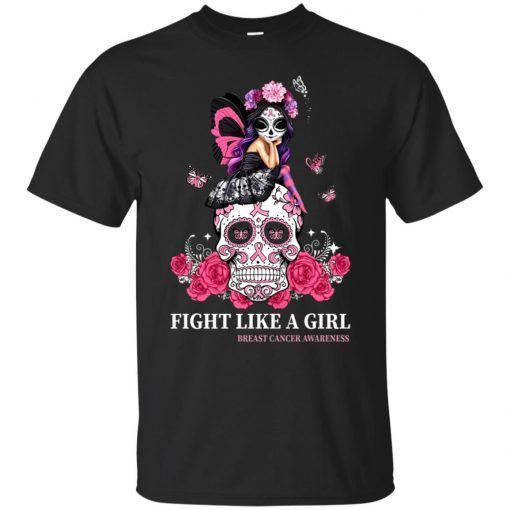 Skull Fight Like A Girl Breast Cancer Awareness T-Shirt