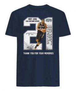Tim duncan san antonio spurs 21 1977-2016 thank you for the memories shirts