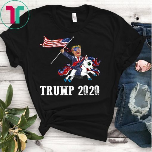 Trump 2020 Aviators Riding American Flag Unicorn Gift T-Shirt